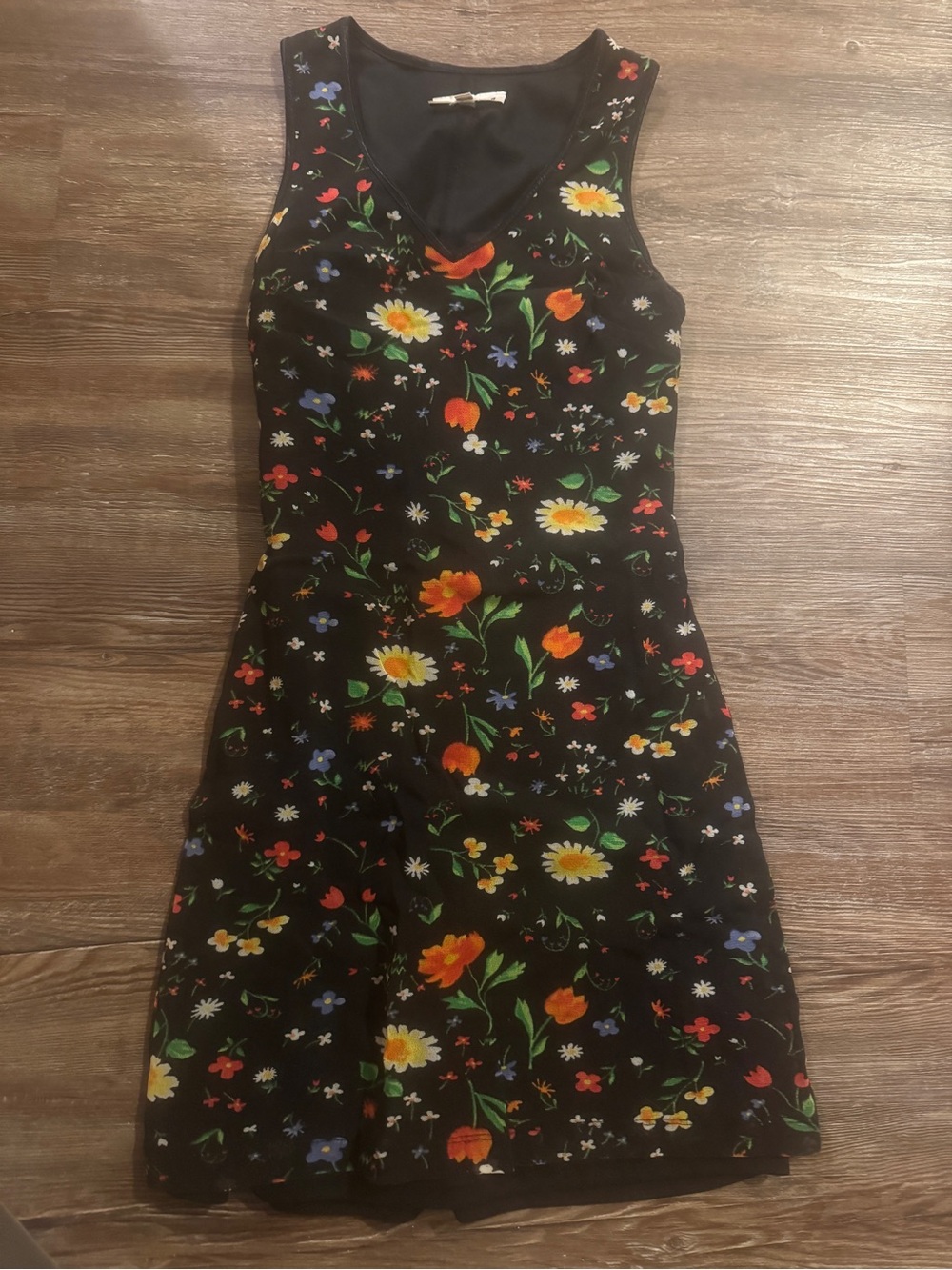 Rampage Black Floral V-Neck Mini Dress